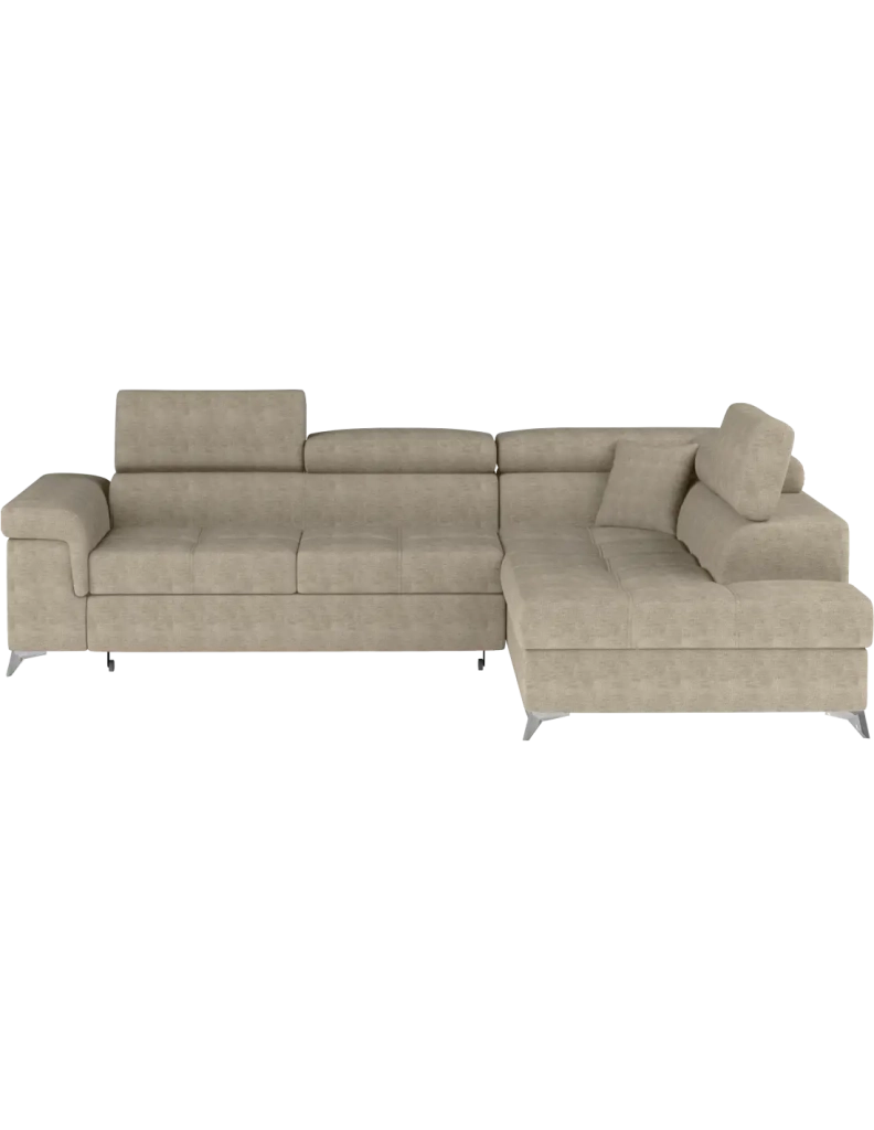 Divano angolare convertibile PALAZZO 4 posti beige – angolo destro con vano contenitore