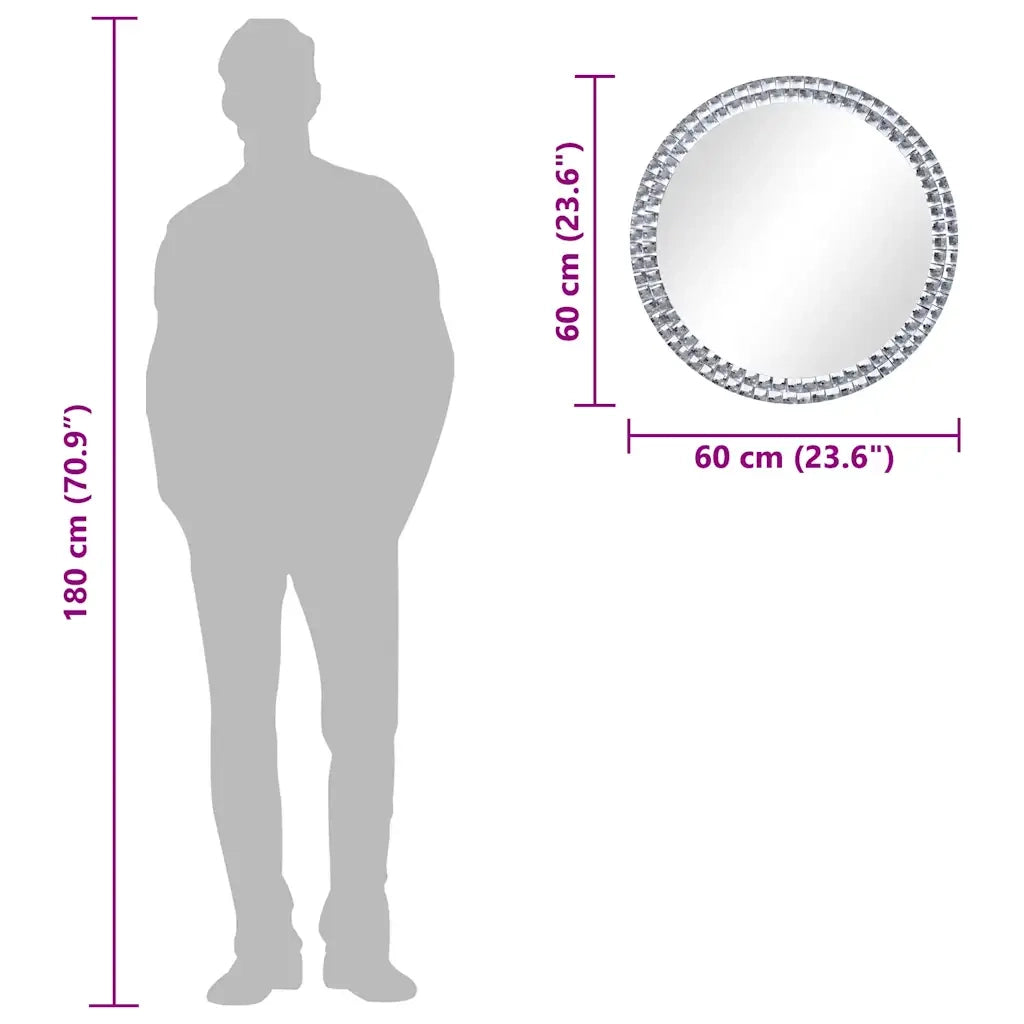 Specchio da Parete | Specchio decorativo 60 cm in Vetro Temperato