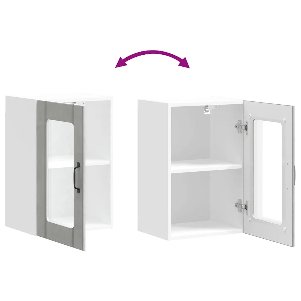 vidaXL Pensile da Cucina con Porta in Vetro Lucca Grigio Cemento