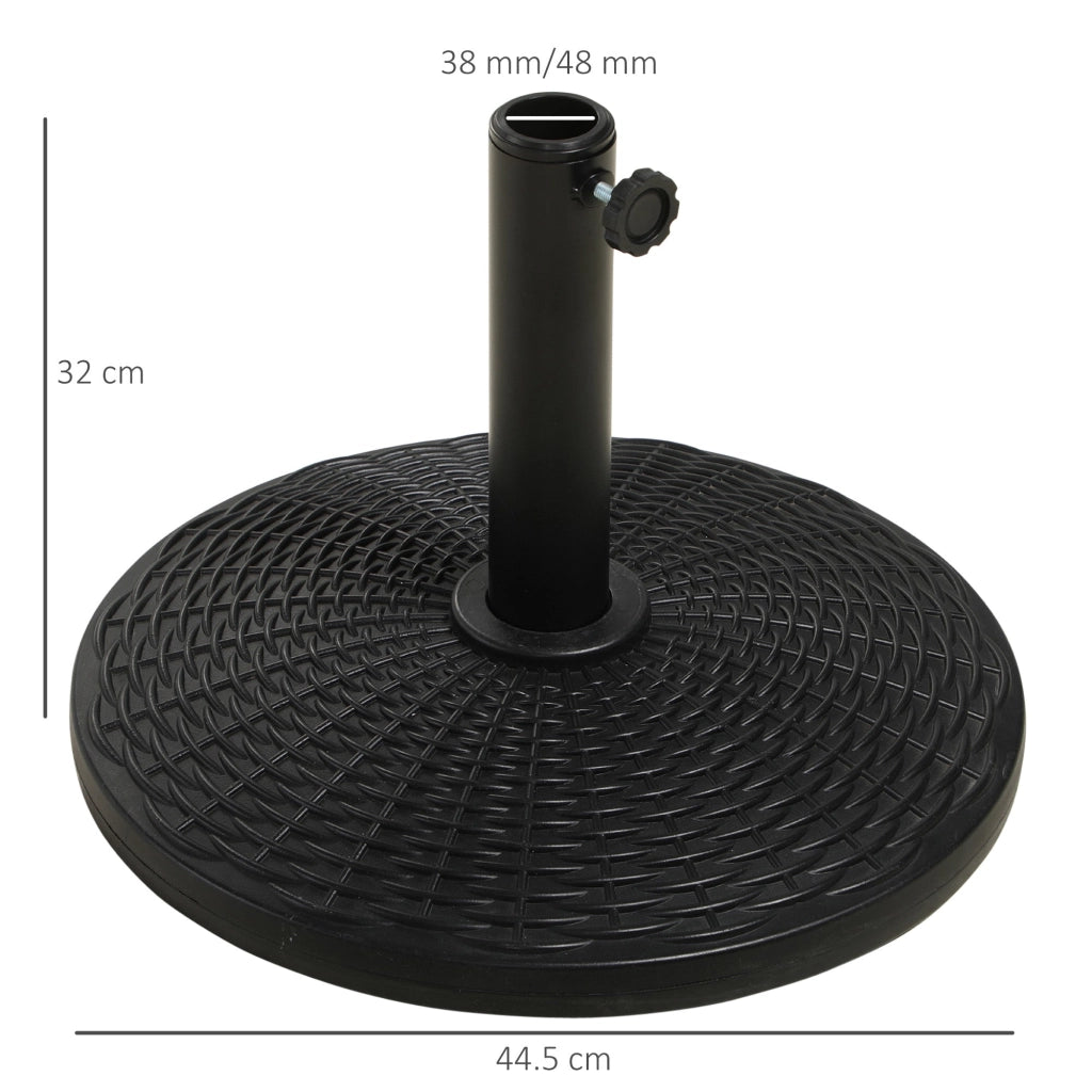 Base per Ombrellone Rotonda da 12,5kg Ø44,5 cm per Pali da Ø3,8 e Ø4,8 cm in HDPE Cemento e Acciaio Nero