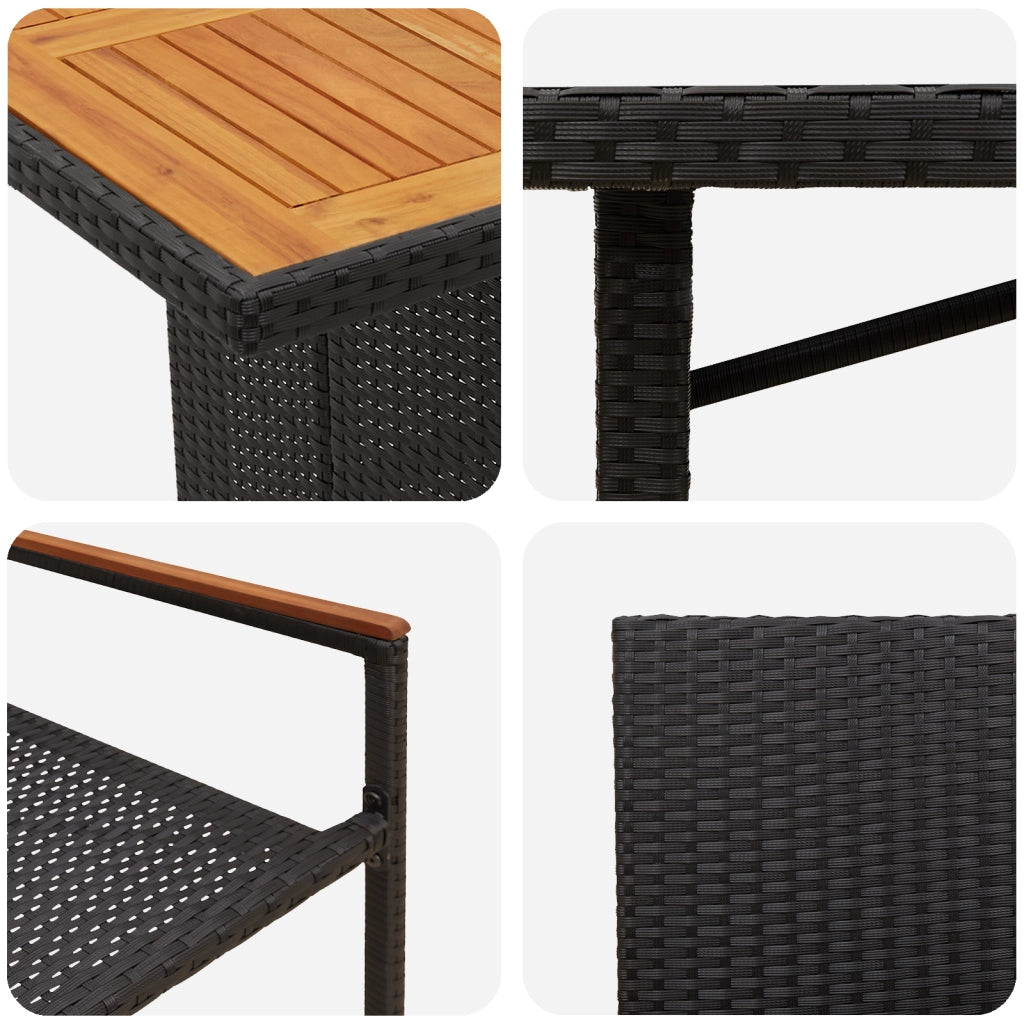 Set da pranzo da giardino  9 pezzi in polyrattan nero