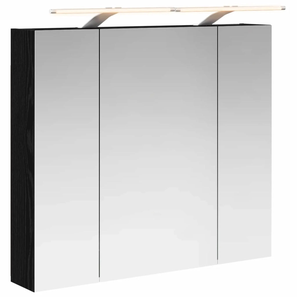 Mobiletto per specchio da bagno Rovere Nero 80 x 14.5 x 70 cm 889112