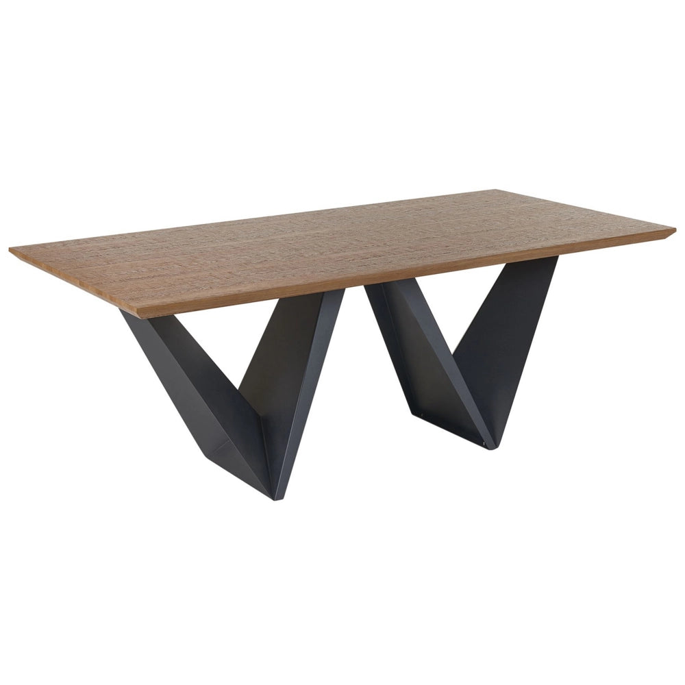 Tavolo da pranzo Piano in legno scuro Gambe in metallo Nero 200 x 100 cm Industrial