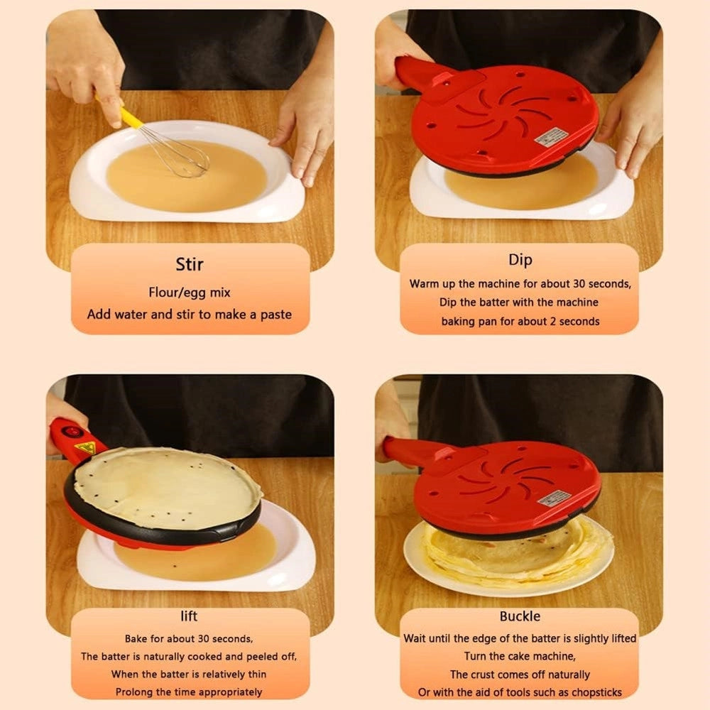Trade Shop - Piccola Padella Automatica Crepiera Elettrica Antiaderente Per Pancake Tortillas -