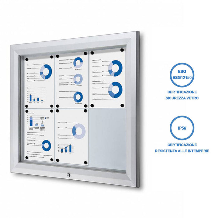 Bacheca da Esterno con Apertura a Ribalta 80,5x76x4,7 cm in Alluminio Grigio Chiaro
