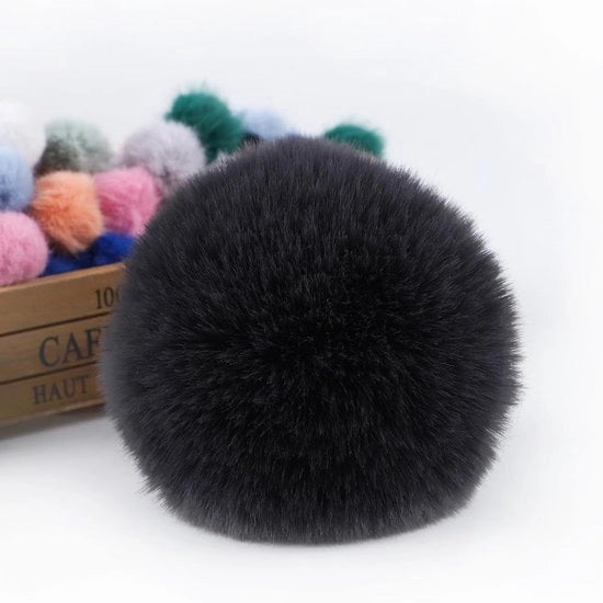 5 pezzi di pompon di pelliccia sintetica di coniglio, 12 cm, con coda di coniglio, per decorazione di cappelli, hanger per chiavi e accessori per DIY e artigianato.