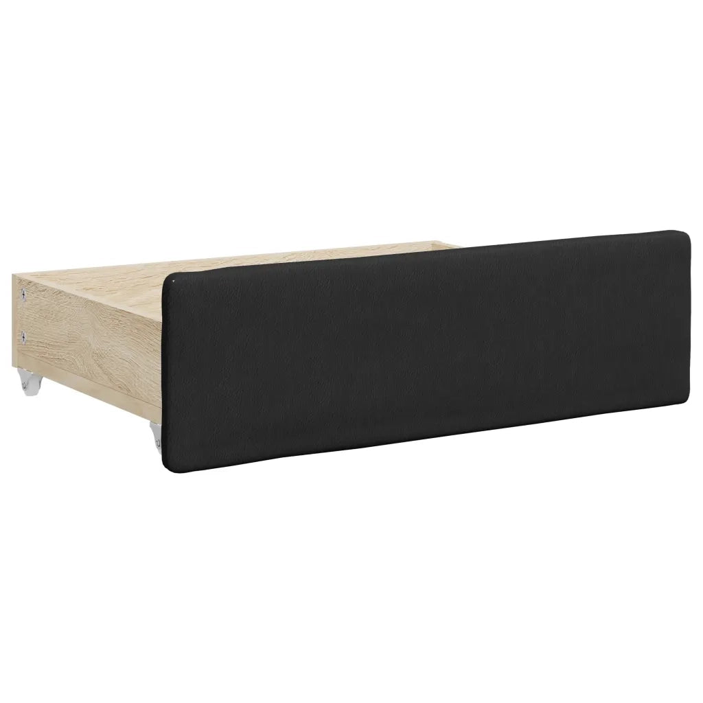 Divano Letto Estraibile con Cassetti Nero 90x200 cm Similpelle