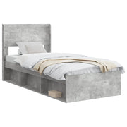 Letto singolo | Letto per adulti | Struttura del letto con stoccaggio e testata Grigio Cemento