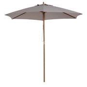 OMBRELLONE DA GIARDINO A 6 STECCHE IN LEGNO E TESSUTO POLIESTERE, 2.5X2.3M, GRIGIO