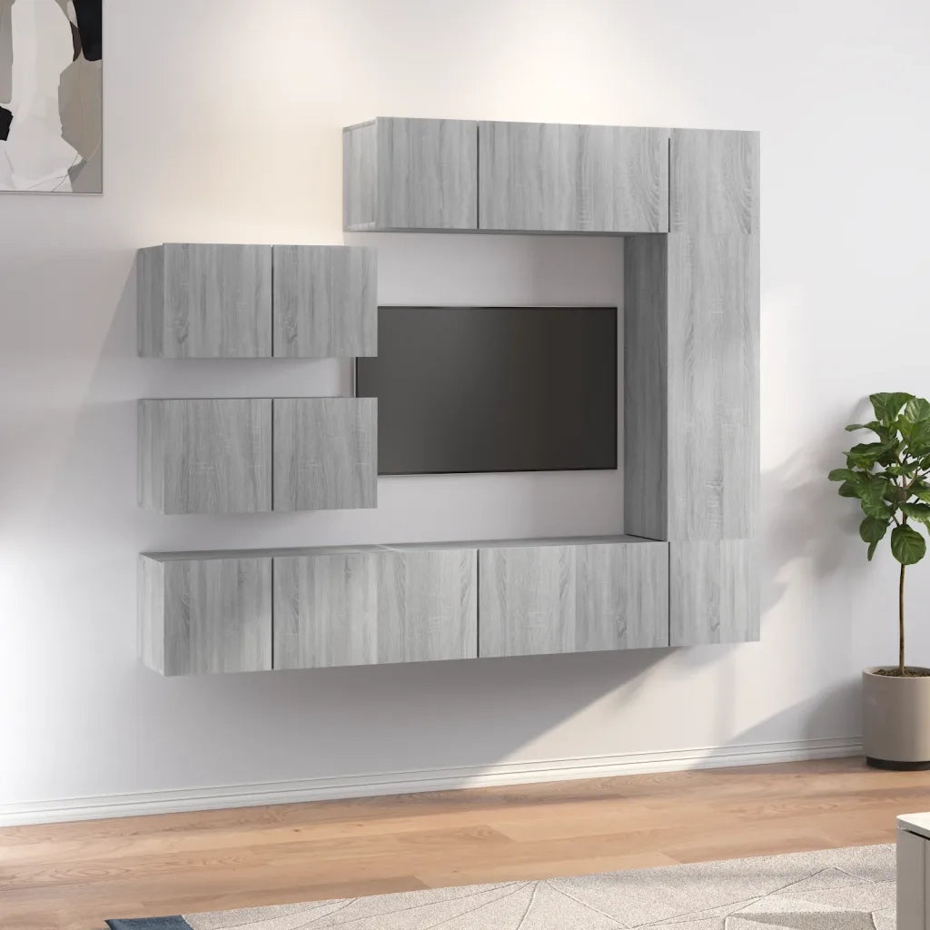 Set Mobili Porta TV 8pz Grigio Sonoma in Legno Multistrato 3120294