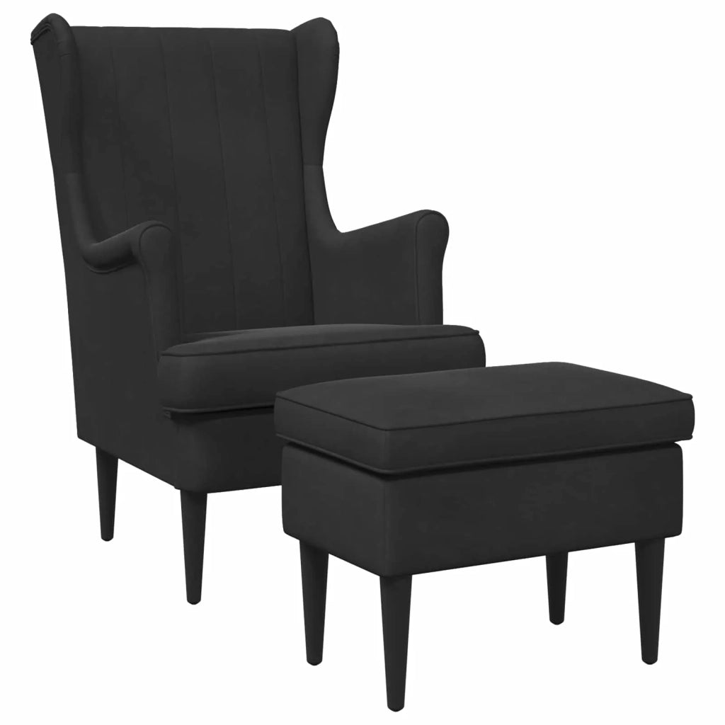 Poltrona con Ottomano 2 pz Nero Velluto 3418827