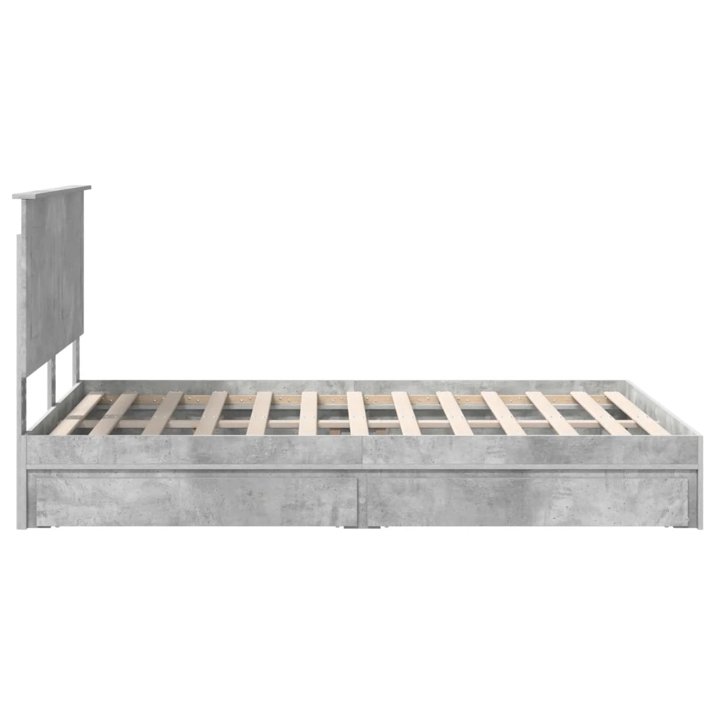 Letto con Contenitore con testiera-Struttura Letto con contenitore Grigio cemento 150 x 200 cm 349888