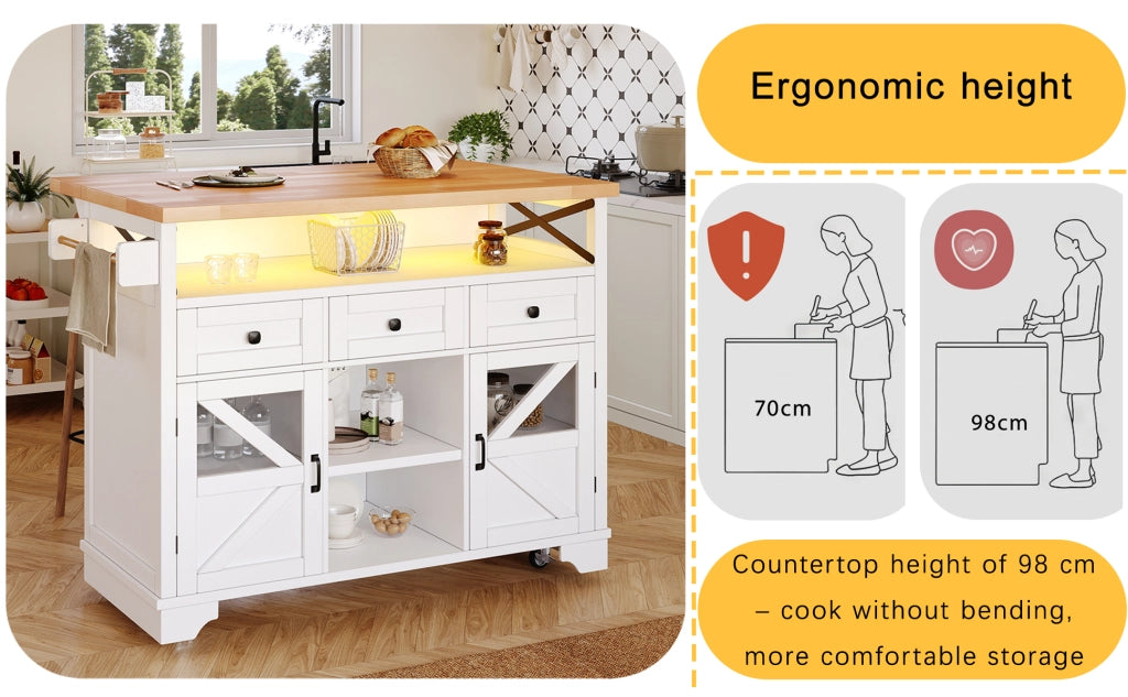 Carrello da Cucina Multifunzionale con Piano Pieghevole ¨C MINIMAL ¨C Nero, 3 Cassetti, 2 Ante