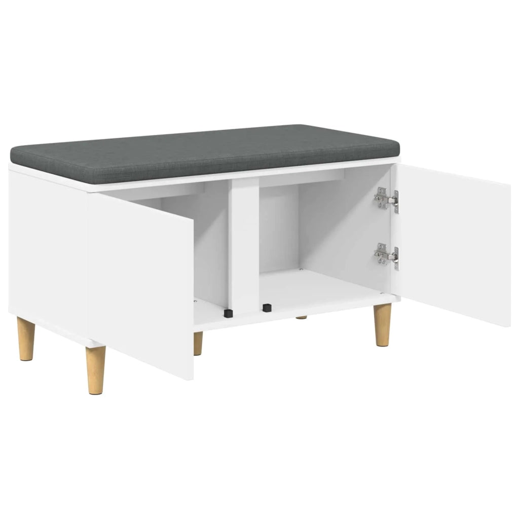 Panca per ingresso con cuscino con porta Bianco 80 x 38 x 46 cm