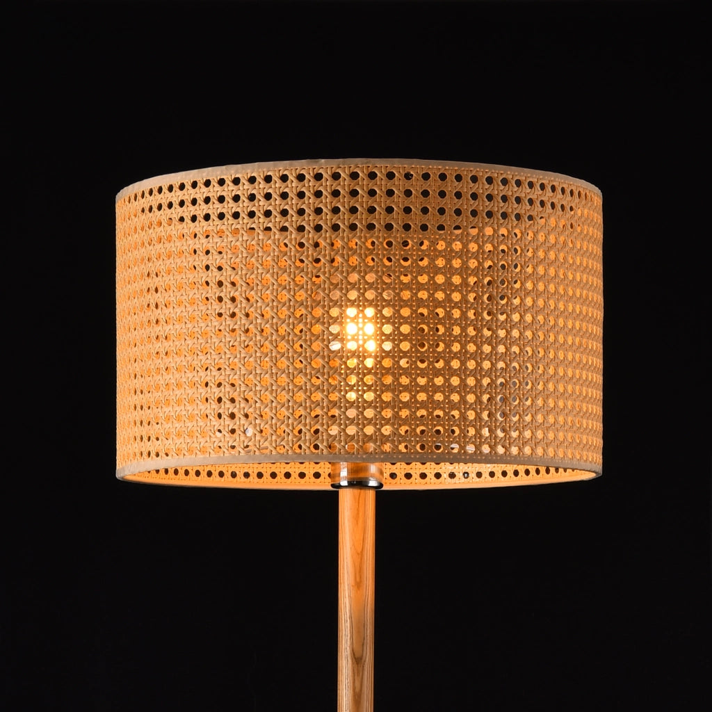 Lampada da Terra Rochdale con Paralume Cilindrico in Rattan lux.pro