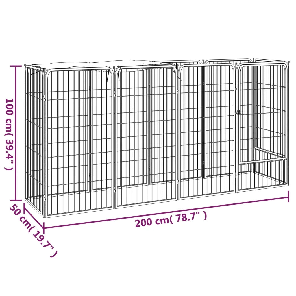 Box Cani 10 Pannelli Nero 50x100 cm Acciaio Verniciato Polvere 3115948