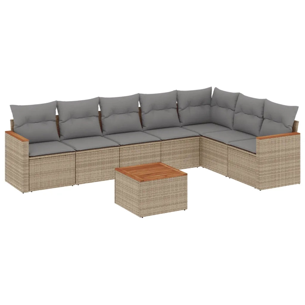 Set Divano da Giardino 8 pz con Cuscini Beige in Polyrattan 3258440