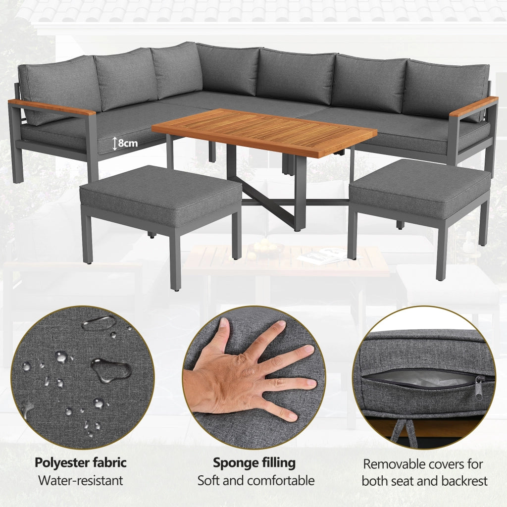 Set Salotto da Giardino 7-8 Posti ¨C MINIMAL ¨C Polyrattan, Metallo, per Balcone e Terrazza