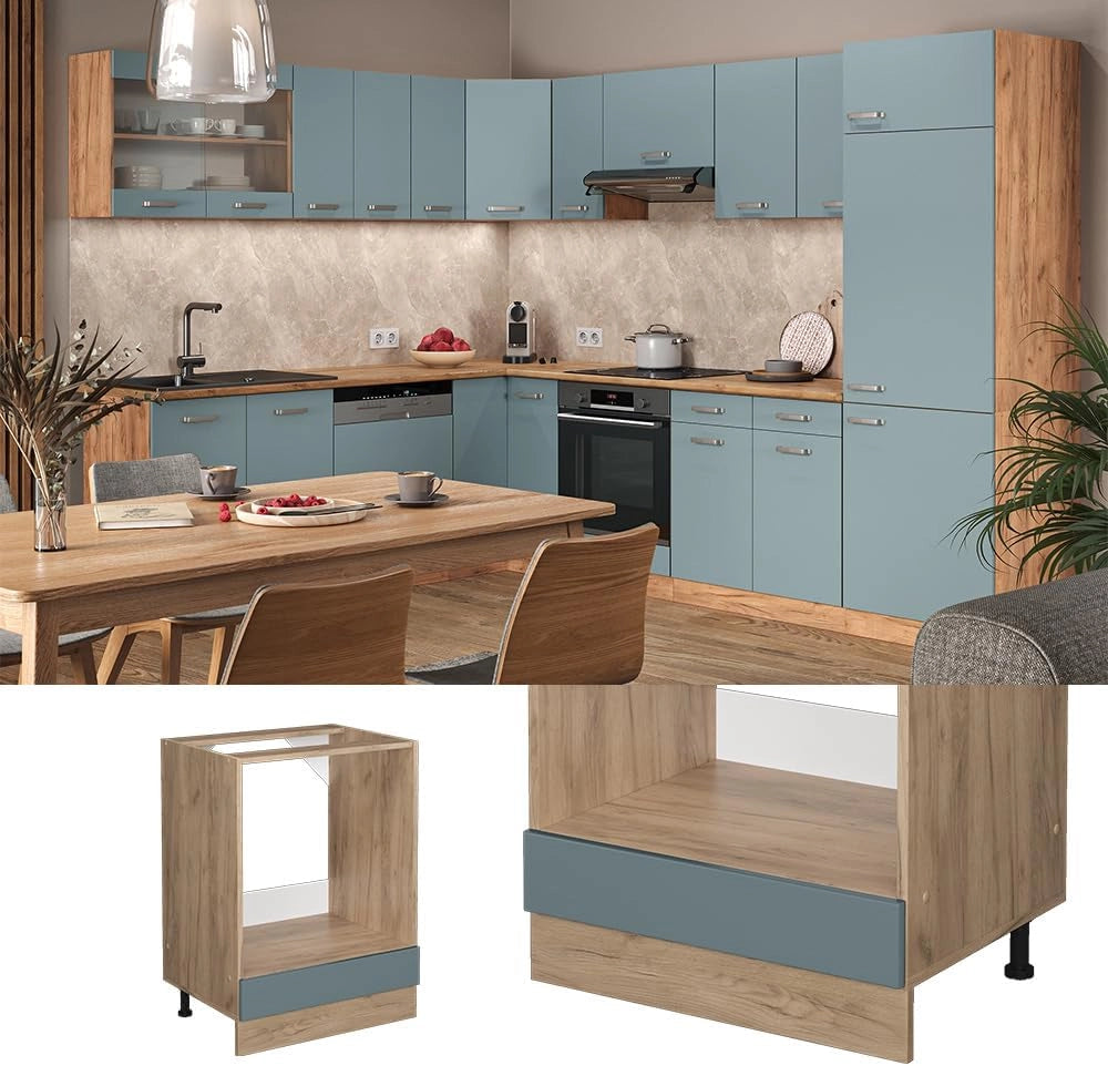 Mobile per forno da incasso R-Line, Grigio-blu, 60 cm senza piano di lavoro, per la libera combinazione all'interno di sistemi cucina modulari