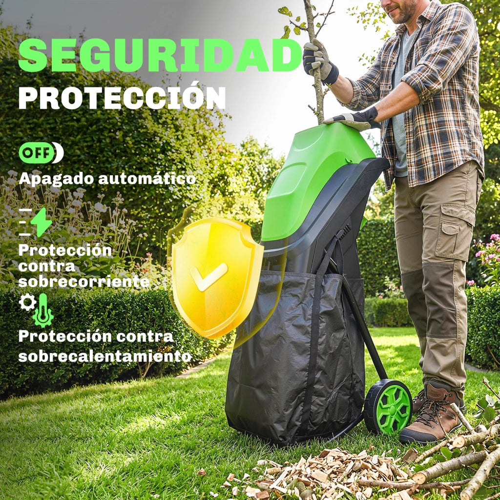 Trituratore da Giardino Elettrico ¨C zephmum ¨C Verde 2500W ?44mm 45L
