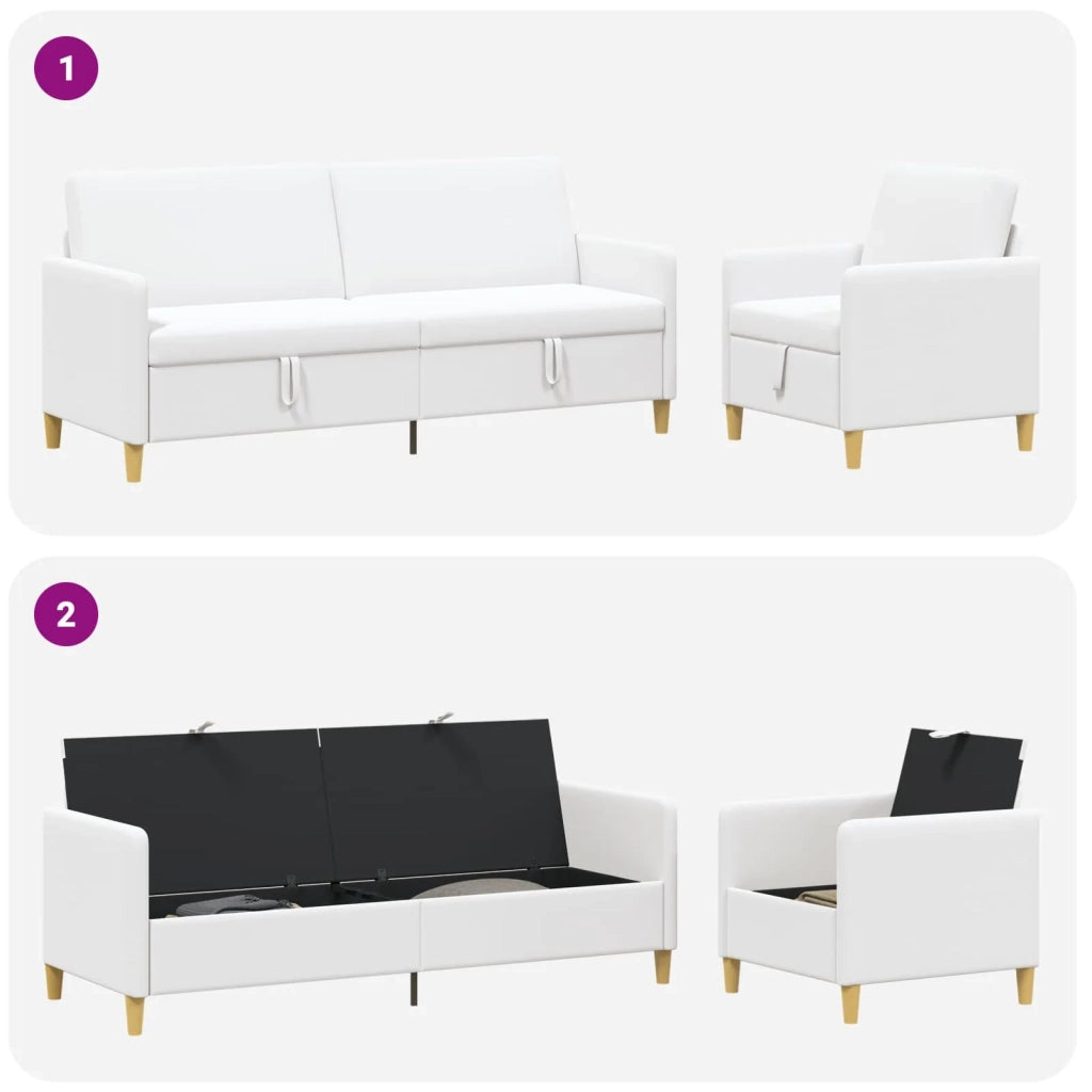 Set di Divani con Storage 2 pcs Bianco Poliestere 3429243