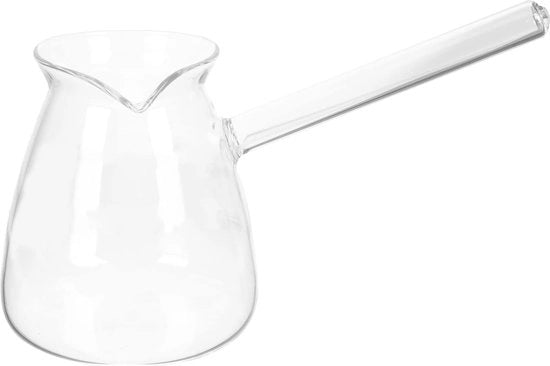 Koffieverwarmer transparante koffiepot con maniglia laterale pentola vetrata potenziata pentola per cucina beaker per sciogliere cioccolato (450 ml) Briki pot greca araba