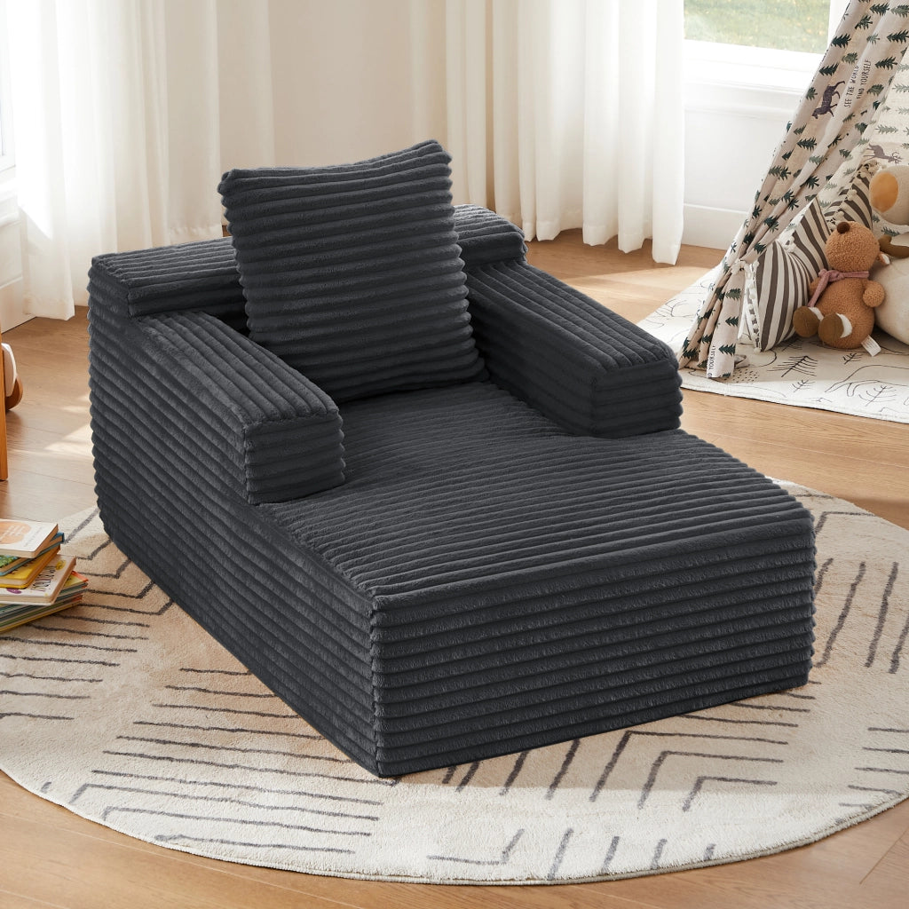 Divano chaise longue in velluto a coste grigio scuro