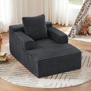Divano chaise longue in velluto a coste grigio scuro