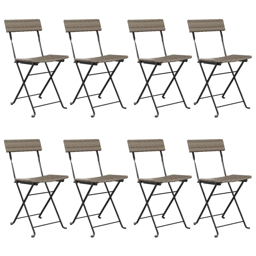 Sedie Pieghevoli da BistrÃ² 8 pz Grigie Polyrattan e Acciaio