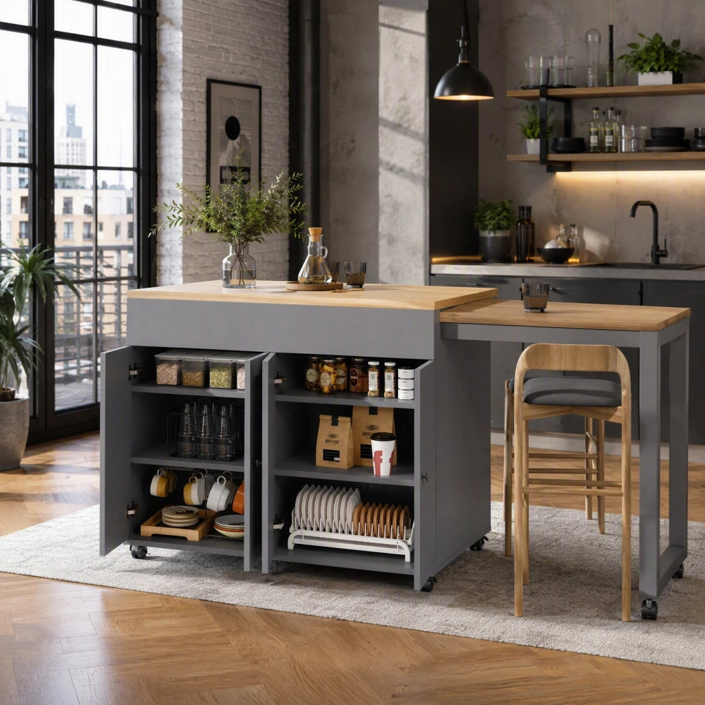 TAVOLO BAR ALLUNGABILE 117-180 x 50 x 94,6 cm Grigio MDF