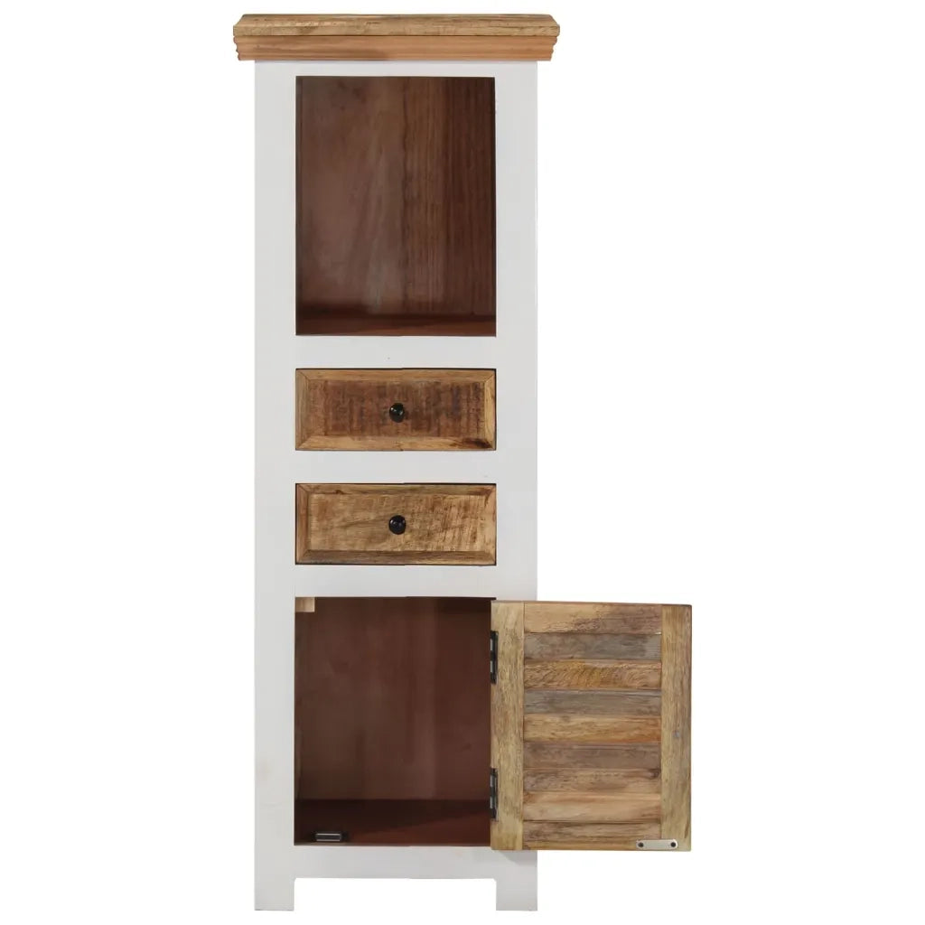 Credenza Bianca e Marrone 40x30x110 cm Legno di Mango e Acacia 338448