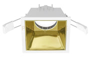 GFA623- FARETTO DA INCASSO BIANCO OPACO E ORO LUCIDO 1 LUCE ATTACCO GU10 QUADRATO 9CM