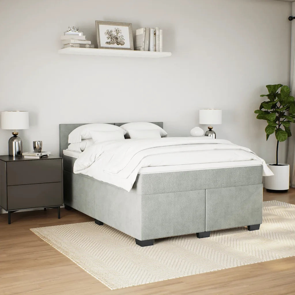 Giroletto a Molle con Materasso Grigio Chiaro 140x190cm Velluto 3288600