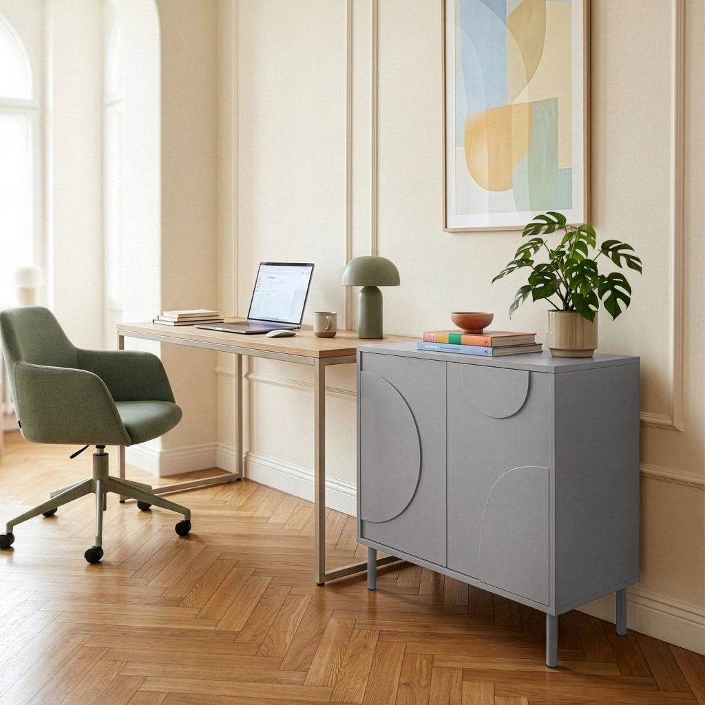 Credenza Holea Comò a 2 Ante 75 x 70 x 34 cm - Grigio [en.casa]