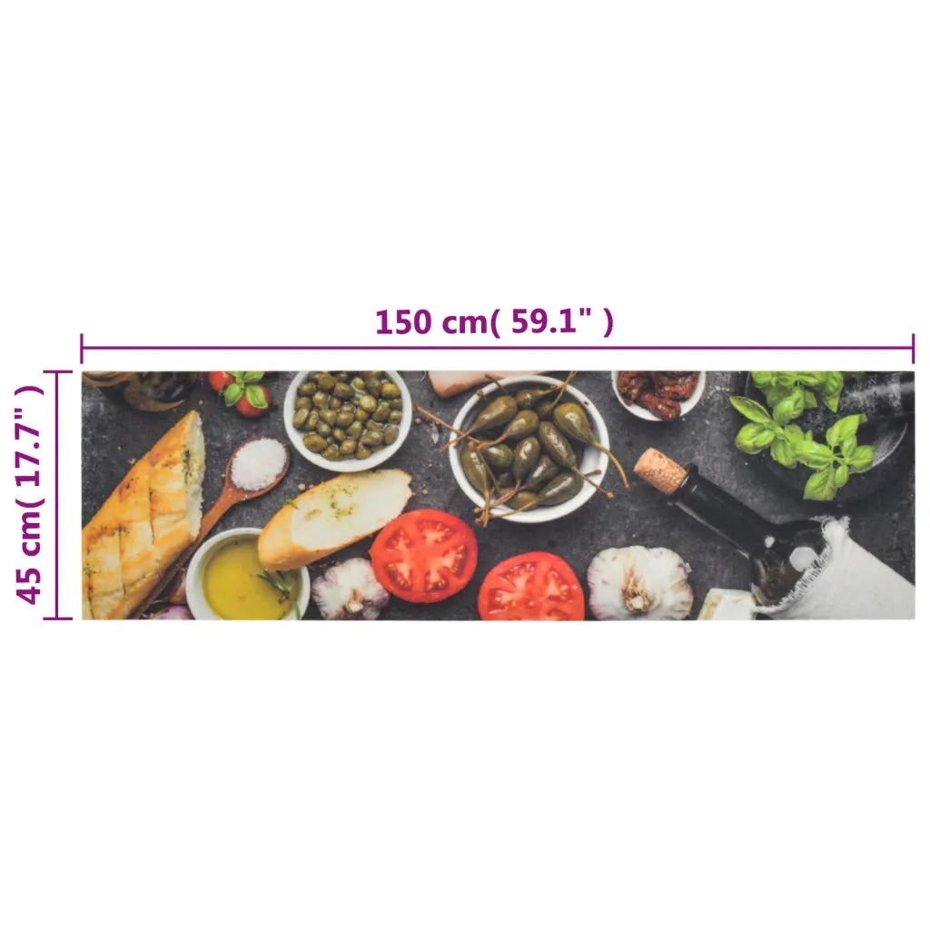 Tappeto da Cucina Lavabile Vino e Cena 45x150 cm Velluto 136552