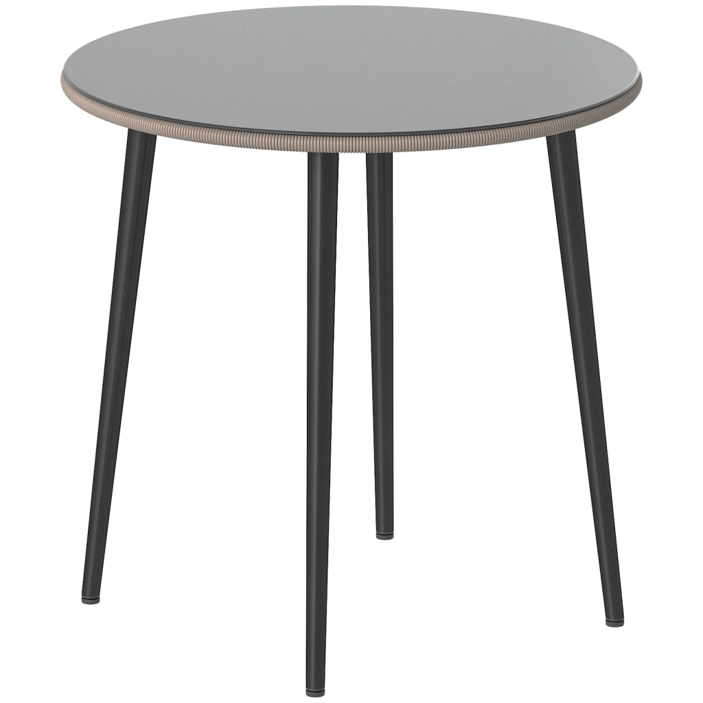 Tavolino da giardino in acciaio con struttura in acciaio; bordo in rattan PE; gambe regolabili; 4 posti; 80 x 80 x 74 cm; grigio