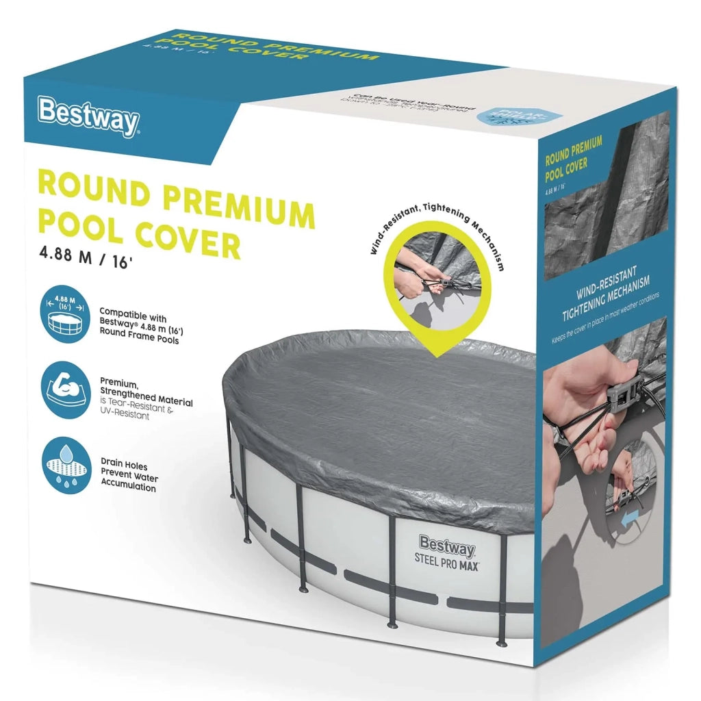 Bestway Copertura per piscina Ø6,71 m Rotondo Poliestere Grigio 42035729