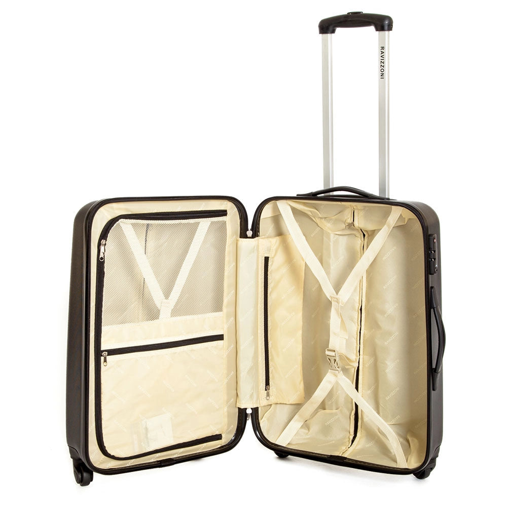 Set 3 Valigie Trolley Rigide in ABS 4 Ruote TSA Ravizzoni Jazz Silver