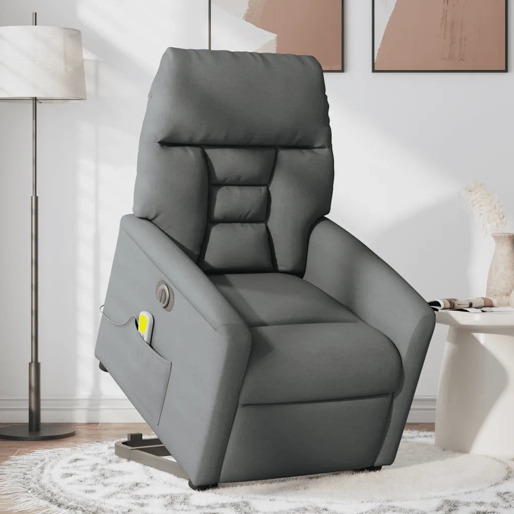 Poltrona Alzapersona Massaggi Elettrica Grigio Scuro Tessuto