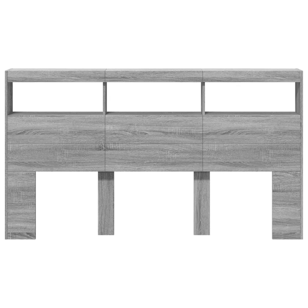 Testiera con Contenitore a LED Grigio Sonoma 180x17x102 cm 839215