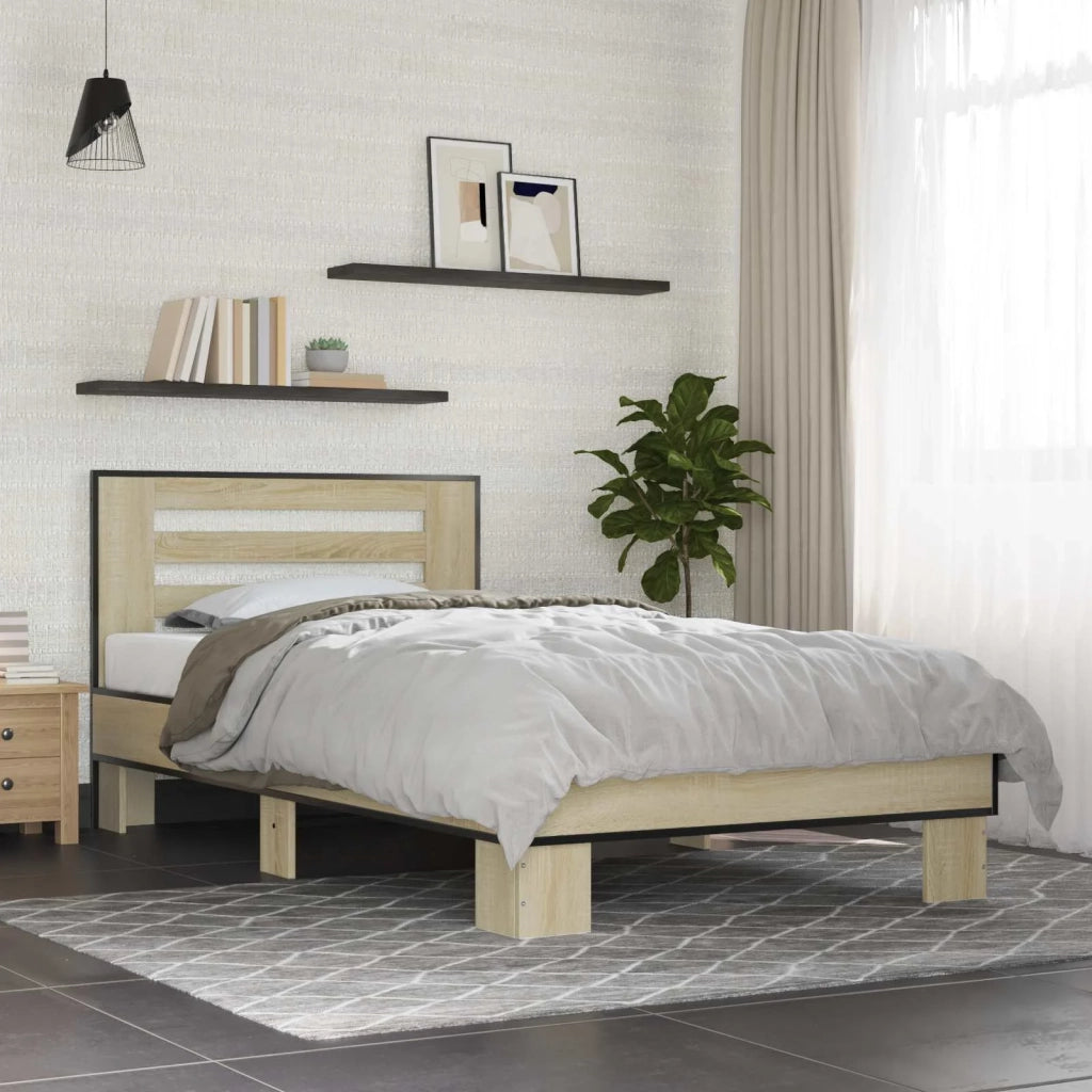 Struttura letto con testata-Giroletto Rovere Sonoma 80 x 200 cm 517667
