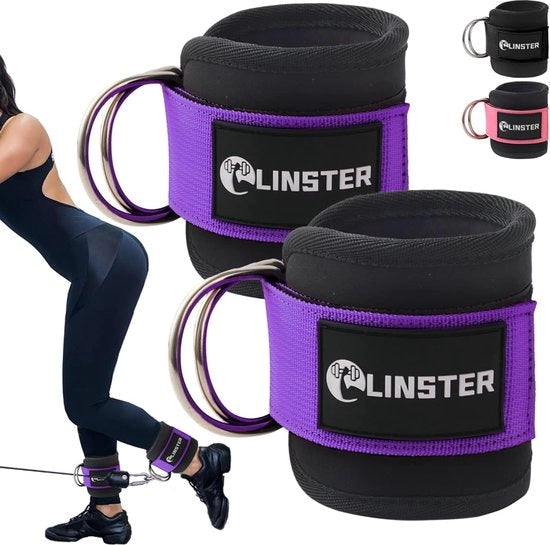 Cavi di cinturino per allenamento con cinturino (2 pezzi) per fitness, Kickbacks con D-ringen per gambe, polpacci e glutei