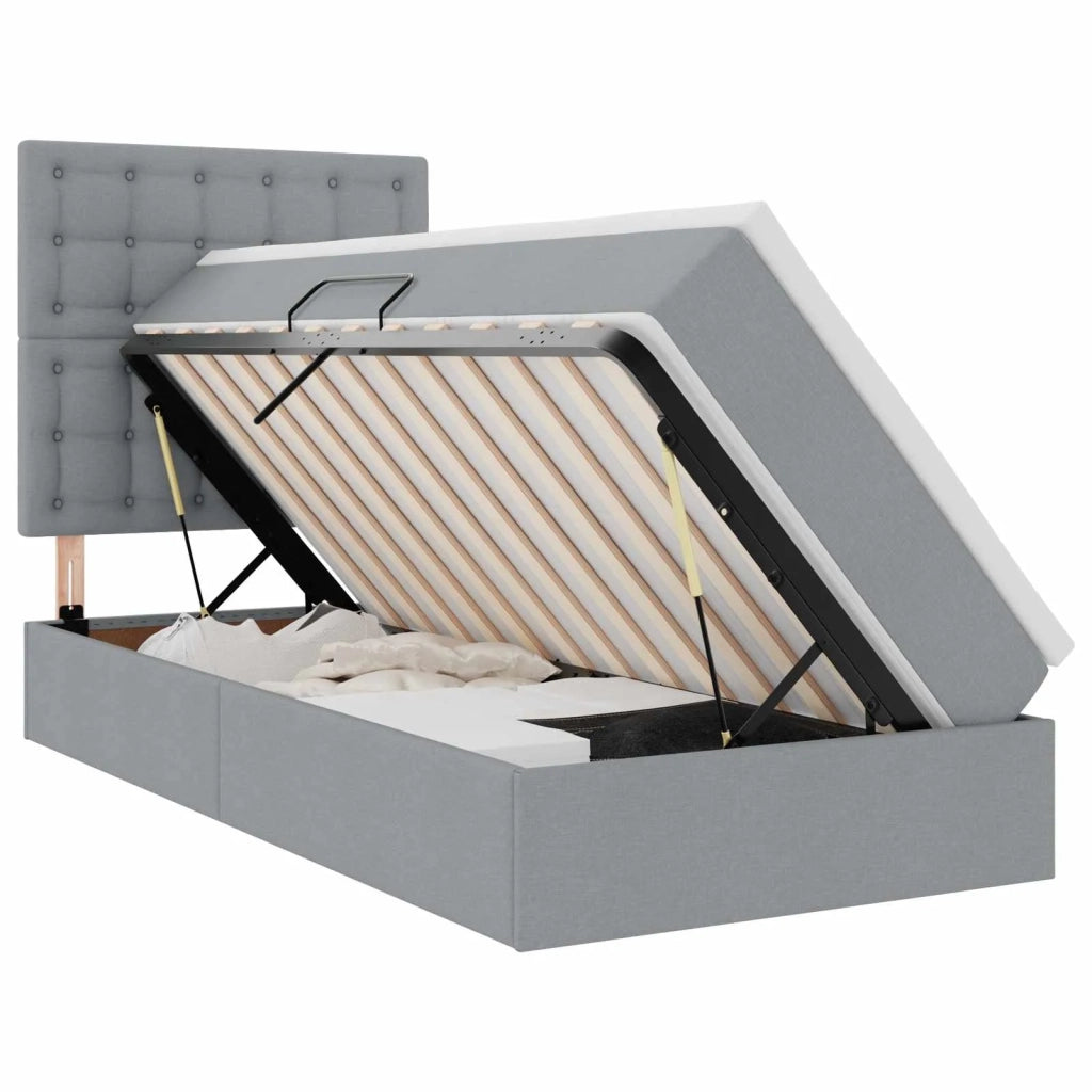 Letto con contenitore e materasso Grigio chiaro 100 x 200 cm