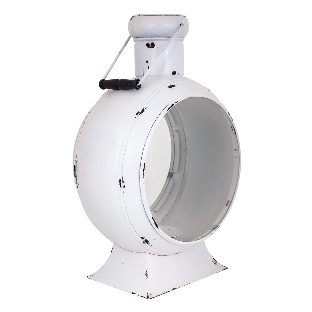 Lanterna in metallo bianco 25x38x55h