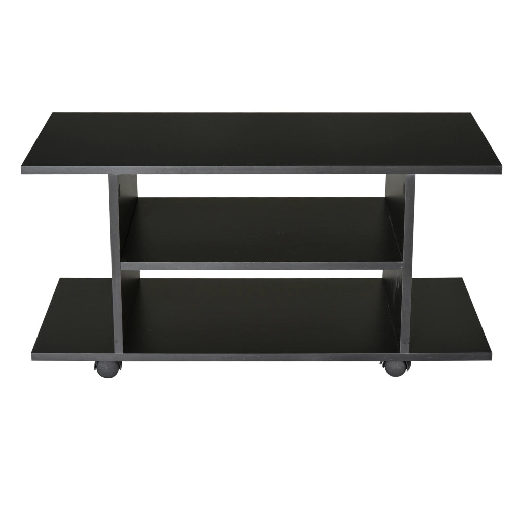 Mobile TV con Ripiani e Ruote ¨C Minimal ¨C Nero 80x40x40 cm