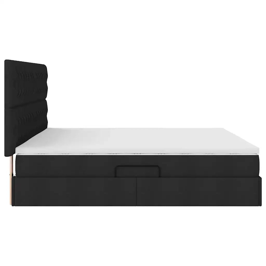 Letto con contenitore e materasso Nero 200 x 200 cm Poliestere