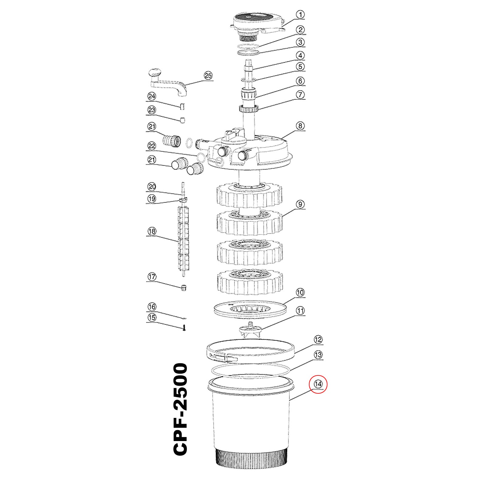 Filtro a pressione CPF-2500 Pezzo di ricambio Contenitore filtro Laghetto