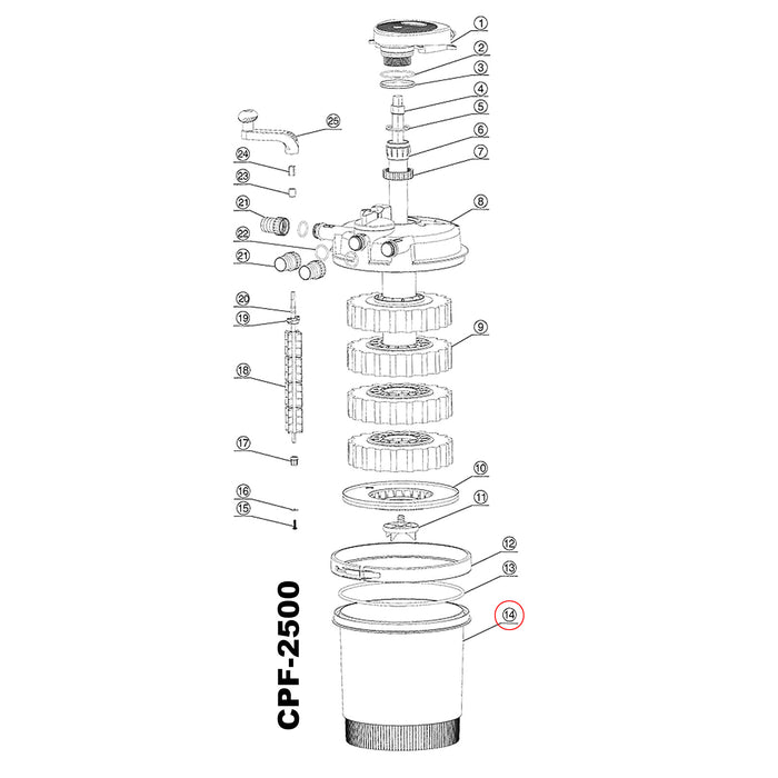 Filtro a pressione CPF-2500 Pezzo di ricambio Contenitore filtro Laghetto