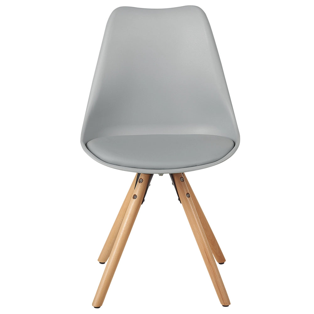 Set di 2 sedie da pranzo con sedile in ecopelle grigio gambe in legno eleganti