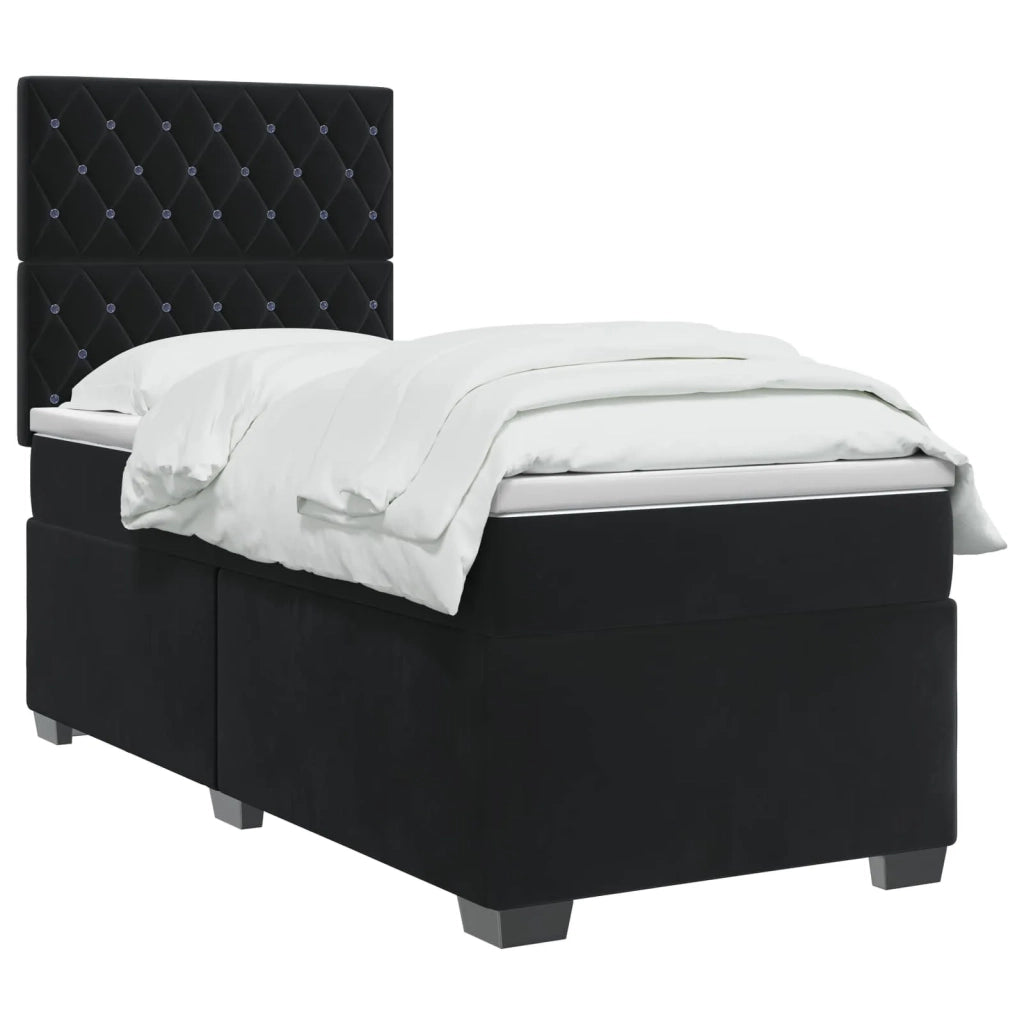 Letto box spring con materasso Nero 100 x 200 cm Velluto 3453580